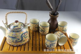 景德鎮精品陶瓷7頭提梁壺茶具套裝 紅碎花設計與廠家直銷優勢解析